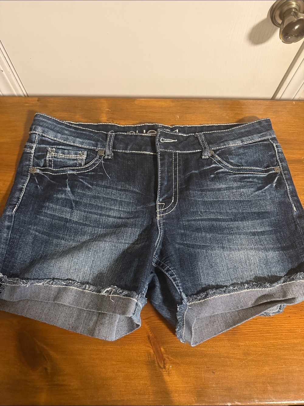 Rue21 Dark Wash Rolled Cuff Denim Shorts